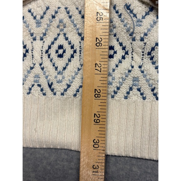 Vintage Jantzen Mens 3XL Tall Blue Cream Diamond Knit Sweater Made in USA 90s - Picture 6 of 13